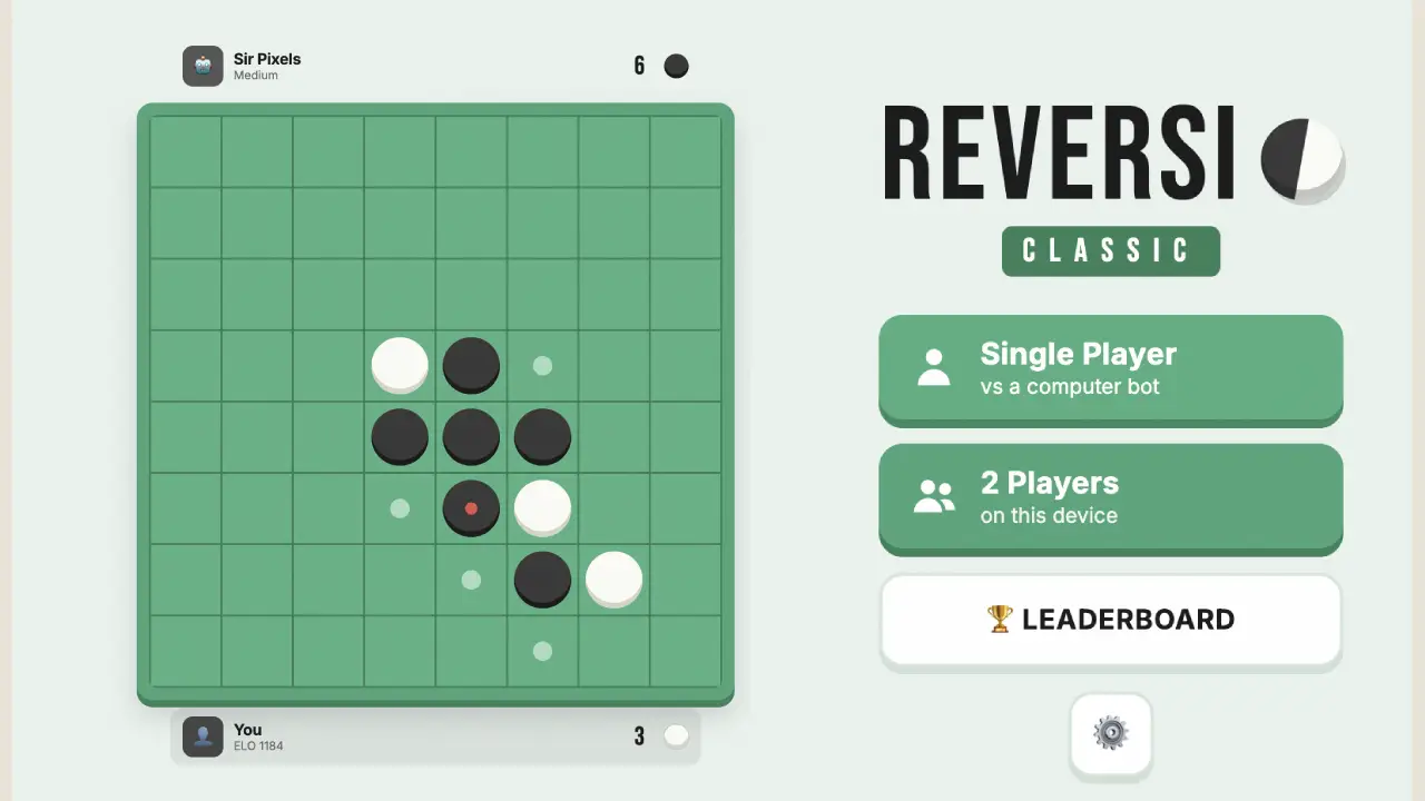 Reversi Classic — free board-game game